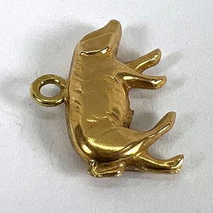 French 18K Yellow Gold Lucky Pig Charm Pendant