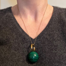 Load image into Gallery viewer, Malachite Sphere 18 Karat Yellow Gold Ring Pendant
