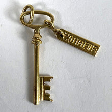 Load image into Gallery viewer, Vintage French Bonheur Good Luck Key 18K Yellow Gold Charm Pendant

