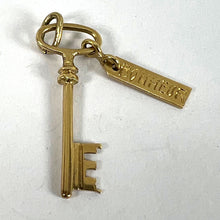 Load image into Gallery viewer, Vintage French Bonheur Good Luck Key 18K Yellow Gold Charm Pendant
