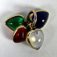 Load image into Gallery viewer, Vintage 18K Yellow Gold Four Love Hearts Paste Glass Charm Pendant

