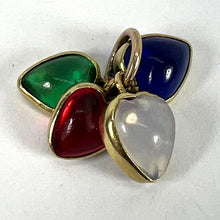 Load image into Gallery viewer, Vintage 18K Yellow Gold Four Love Hearts Paste Glass Charm Pendant
