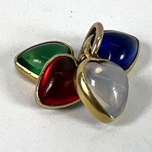Load image into Gallery viewer, Vintage 18K Yellow Gold Four Love Hearts Paste Glass Charm Pendant

