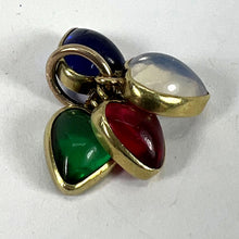 Load image into Gallery viewer, Vintage 18K Yellow Gold Four Love Hearts Paste Glass Charm Pendant
