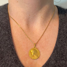 Load image into Gallery viewer, French Dropsy Virgin Mary 18K Yellow Gold Religious Medal Pendant
