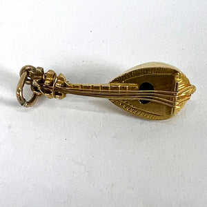 Vintage Banjo Sitar 18K Yellow Gold Charm Pendant
