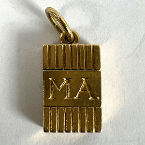 Vintage Deco Folding Fob Seal Initials AM 18K Yellow Gold Charm Pendant