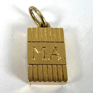 Vintage Deco Folding Fob Seal Initials AM 18K Yellow Gold Charm Pendant