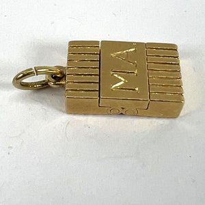 Vintage Deco Folding Fob Seal Initials AM 18K Yellow Gold Charm Pendant
