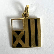 Load image into Gallery viewer, Vintage Deco February Wisdom Pisces Flag Enamel 18K Yellow Gold Charm Pendant
