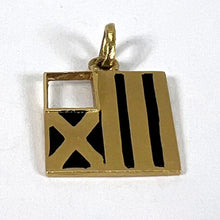 Load image into Gallery viewer, Vintage Deco February Wisdom Pisces Flag Enamel 18K Yellow Gold Charm Pendant
