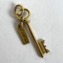 Load image into Gallery viewer, Vintage French Bonheur Good Luck Key 18K Yellow Gold Charm Pendant
