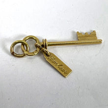 Load image into Gallery viewer, Vintage French Bonheur Good Luck Key 18K Yellow Gold Charm Pendant
