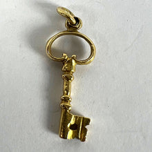 Load image into Gallery viewer, Vintage Good Luck Key 18K Yellow Gold Charm Pendant
