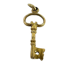 Load image into Gallery viewer, Vintage Good Luck Key 18K Yellow Gold Charm Pendant
