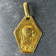 Load image into Gallery viewer, French Art Deco Virgin Mary 18K Yellow Gold Religious Charm Medal Pendant
