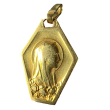 Load image into Gallery viewer, French Art Deco Virgin Mary 18K Yellow Gold Religious Charm Medal Pendant
