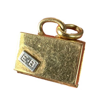 Load image into Gallery viewer, Vintage Weekend Suitcase Love Heart 18K Yellow Gold Ruby Charm Pendant
