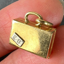 Load image into Gallery viewer, Vintage Weekend Suitcase Love Heart 18K Yellow Gold Ruby Charm Pendant
