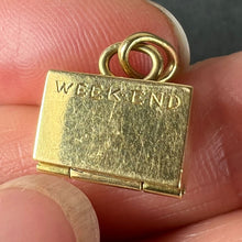 Load image into Gallery viewer, Vintage Weekend Suitcase Love Heart 18K Yellow Gold Ruby Charm Pendant
