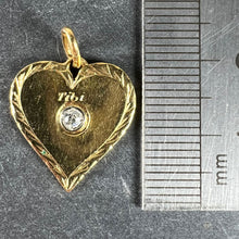 Load image into Gallery viewer, French Love My Heart Is Yours 18K Yellow Gold Diamond Pendant Charm
