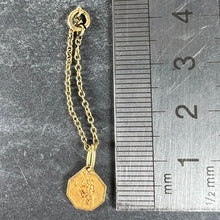 Load image into Gallery viewer, Small Vintage French St Christopher 18K Yellow Gold Charm Pendant with Key Chain
