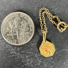 Load image into Gallery viewer, Small Vintage French St Christopher 18K Yellow Gold Charm Pendant with Key Chain
