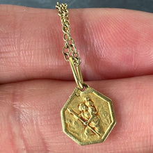 Load image into Gallery viewer, Small Vintage French St Christopher 18K Yellow Gold Charm Pendant with Key Chain
