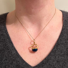 Load image into Gallery viewer, Vintage Abstract Crown 18 Karat Yellow Gold Swiss Lapis Charm Pendant

