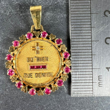 Load image into Gallery viewer, Vintage French Augis Plus Qu’Hier Heart Halo 18K Yellow Gold Love Medal Pendant
