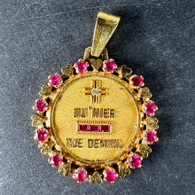 Load image into Gallery viewer, Vintage French Augis Plus Qu’Hier Heart Halo 18K Yellow Gold Love Medal Pendant

