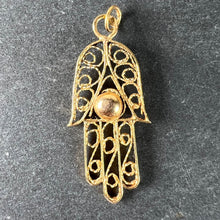 Load image into Gallery viewer, French Hamsa Hand Protective Amulet 18K Yellow Gold Charm Pendant
