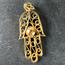 Load image into Gallery viewer, French Hamsa Hand Protective Amulet 18K Yellow Gold Charm Pendant
