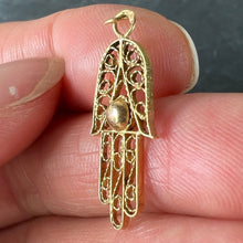 Load image into Gallery viewer, French Hamsa Hand Protective Amulet 18K Yellow Gold Charm Pendant
