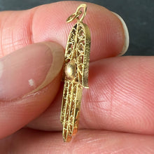 Load image into Gallery viewer, French Hamsa Hand Protective Amulet 18K Yellow Gold Charm Pendant
