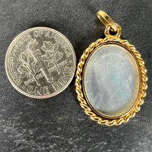 Load image into Gallery viewer, French Oval Mother of Pearl Twisted Wire Frame 18K Yellow Gold Charm Pendant
