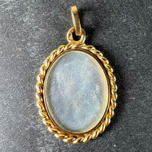 Load image into Gallery viewer, French Oval Mother of Pearl Twisted Wire Frame 18K Yellow Gold Charm Pendant
