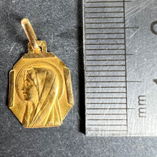 Load image into Gallery viewer, French Art Deco Virgin Mary 18K Yellow Gold Religious Charm Medal Pendant
