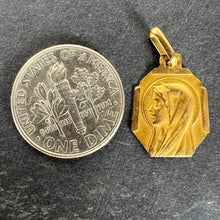 Load image into Gallery viewer, French Art Deco Virgin Mary 18K Yellow Gold Religious Charm Medal Pendant

