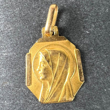 Load image into Gallery viewer, French Art Deco Virgin Mary 18K Yellow Gold Religious Charm Medal Pendant
