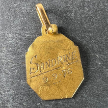 Load image into Gallery viewer, French Art Deco Virgin Mary 18K Yellow Gold Religious Charm Medal Pendant
