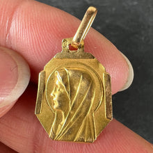 Load image into Gallery viewer, French Art Deco Virgin Mary 18K Yellow Gold Religious Charm Medal Pendant
