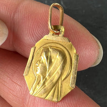 Load image into Gallery viewer, French Art Deco Virgin Mary 18K Yellow Gold Religious Charm Medal Pendant
