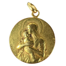 Load image into Gallery viewer, French Rasumny Madonna and Child 18K Yellow Gold Religious Medal Pendant
