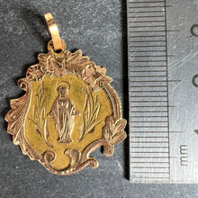 Load image into Gallery viewer, Antique French Virgin Mary Floral 18K Yellow Rose Gold Religious Pendant Medal
