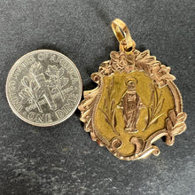 Load image into Gallery viewer, Antique French Virgin Mary Floral 18K Yellow Rose Gold Religious Pendant Medal
