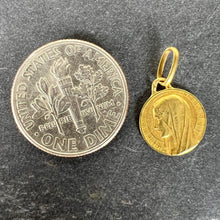 Load image into Gallery viewer, Small Vintage French Mazzoni Virgin Mary 18K Yellow Gold Religious Charm Pendant

