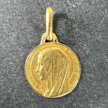 Load image into Gallery viewer, Small Vintage French Mazzoni Virgin Mary 18K Yellow Gold Religious Charm Pendant
