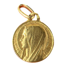 Load image into Gallery viewer, Small Vintage French Mazzoni Virgin Mary 18K Yellow Gold Religious Charm Pendant

