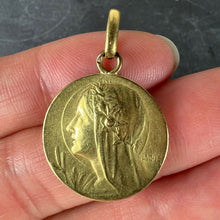 Load image into Gallery viewer, Antique French Emile Monier Virgin Mary 18K Yellow Gold Pendant Charm Medal
